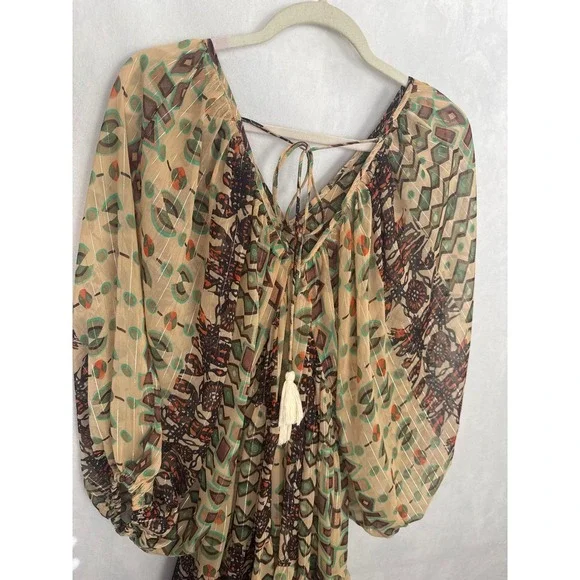 Anthropologie Mahila Sheer V-Neck Kaftan Dress Womens Boho Spring Summer Cruise - Picture 4 of 9